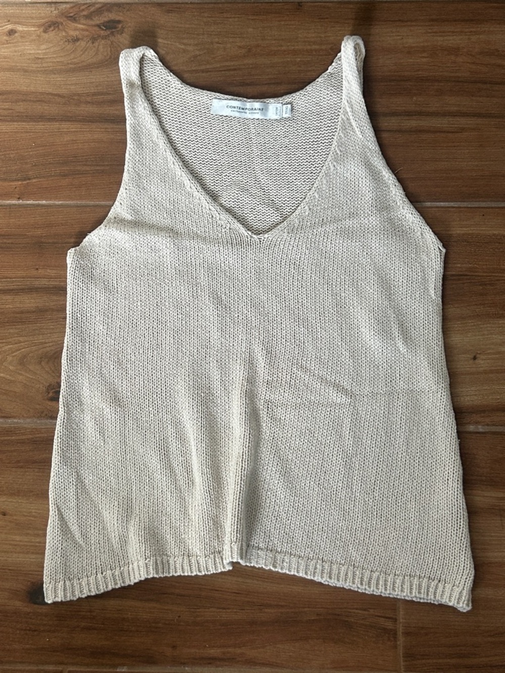 V-Neck Beige Sweater Tank